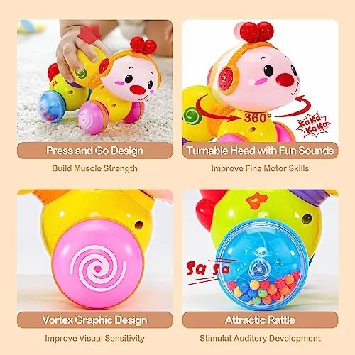 Baby Toys 6 12 Months Musical Light Up Press And Go 6 Month Old Baby Toys 6 To 12 Months Crawling Toys For Babies Infant Tummy Time Toys 7 8 9 1 Imported Products from USA iBhejo