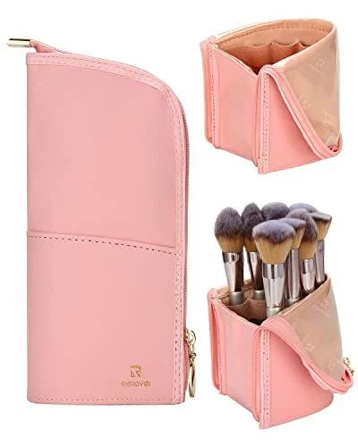 Portable Makeup Brush Bag Makeup Brush Case Organier For Travel Can Hold  20+ Brushes Cosmetic Bag Makeup Brush Roll Up Case Pounch Holder For Woman  W - Imported Products from USA - iBhejo
