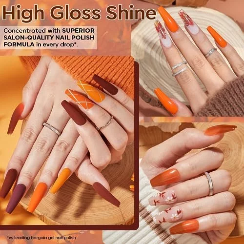 Modelones 24 Pcs Gel Nail Polish Kit 7 Ml 20 Colors Fall Brown Nude Orange Glitter Gel Polish Set Autumn Shades Maroon With Bond Primer Glossy Matte Imported Products from USA iBhejo