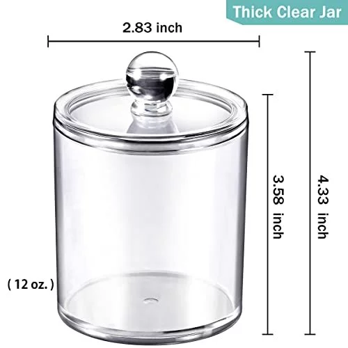 INIUNIK Qtip Holder With Vanity Tray - 2 Pack Glass Apothecary Jars