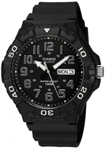 Casio MRW200H Series Watches for Men Analog Black Sporty Design 100 Meter Water Resistance Date Display Rotary Bezel Regular Time Keeping HR,