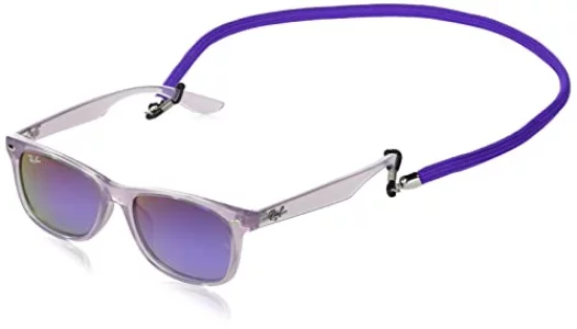 Ray-Ban Junior Kids RJ9052SF New Wayfarer Low Bridge Fit Square Sunglasses, Opal PurpleGreen Mirrored Blue Gradient Violet, 50 mm