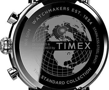 Timex Mens Chronograph 41mm Watch - Black Strap Black Dial Silver-Tone Case