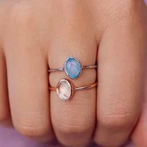 Pura Vida Rose Gold Organic Stone Ring - Handmade with Clear Quartz, Brass Base - Womens Boho Ring, Size 9