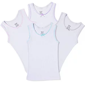 Buyless Fashion Tank Tops for Girls- Sleeveless Cami Tanks Cotton Undershirts for Dance Gymnastics Kids Toddler Size 4 Pack - TW14-GW-9-10 White