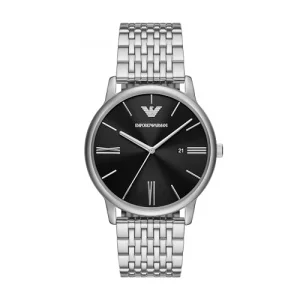 Emporio Armani Mens Three-Hand Date Silver Stainless Steel Bracelet Watch Model AR11600