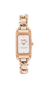 COACH Cadie Womens Watch - 2H Quartz Watch with Genuine Coach Leather on a Chainlink Bracelet - Water Resistant 3 ATM30 Meters - Gift for Her - Premi