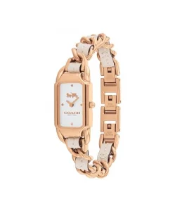COACH Cadie Womens Watch - 2H Quartz Watch with Genuine Coach Leather on a Chainlink Bracelet - Water Resistant 3 ATM30 Meters - Gift for Her - Premi