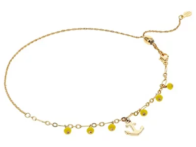 Alex and Ani Anchor and Beaded Anklet Shiny Gold One Size