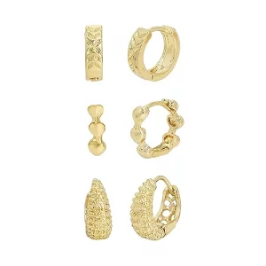 Steve Madden Womens Mixed Huggie Earring Set