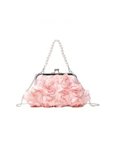 Verdusa Womens 3D Floral Crossbody Bags Rose Evening Bag Clutch Purses Top Handle Satchel Handbags Pink One-Size