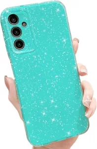 MINSCOSE Compatible with Samsung Galaxy A16 Case,Cute Neon Bright Color,Glitter Bling Thin Slim Shockproof Silicone Sparkly Cover for Women Girl A16