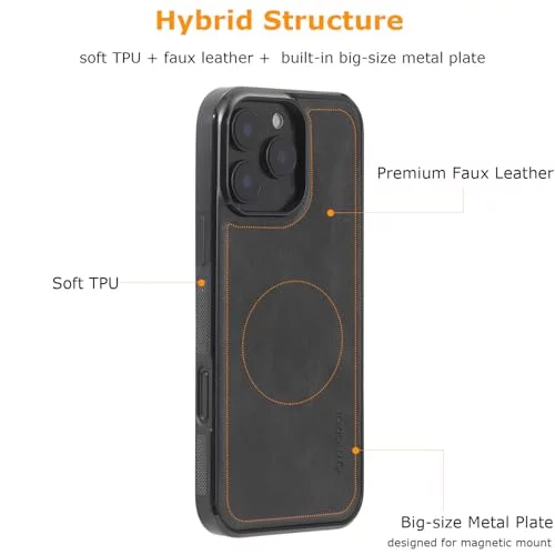 Molzar Custodia Per IPhone 16 Plus In Fibra Di Carbonio Forgiata, Con Magneti MagSafe, Bicolore Lucido-Opaco, Antiurto