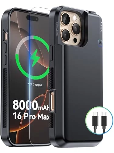 NEWDERY Upgraded Battery Case for iPhone 16 Pro Max, 8000mAh USB-C