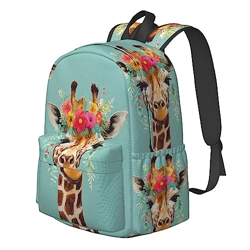 Giraffe Print Backpack For Kids - 16 Inch Cute School Bookbag With Adjustable Straps, Large Capacity - View #2