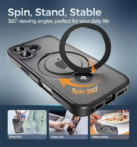 MAGIC JOHN Designed for iPhone 16 Plus Case with Magnetic Invisible Stand Military Drop Protection Compatible MAGIC JOHN Designed for iPhone 16 Plus Case with Magnetic Invisible Stand Military Drop Protection Compatible