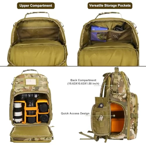 MOSISO Camera Backpack, DSLRSLRMirrorless Photography Tactical Camera Bag  Case with Tripod Holder 15-16 inch Laptop