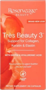 Reserveage Beauty, Tres Beauty 3, Beauty Supplement For Hair Growth, Skin Care And Nail Care, Collagen Supplement With Keratin And Biotin, Gluten Fre