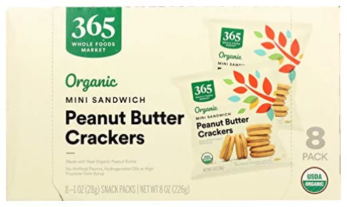 365 by Whole Foods Market, Crackers Sandwich Peanut Butter Mini Organic 8 Count, 1 Ounce