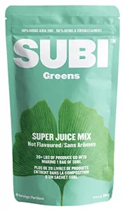 SUBI Best Green Superfood NOT Flavoured Vegetable and Daily Greens Replacement Raw Ingredients Matcha, Kale, Barley Grass, Spirulina, Acai, Goji Berr