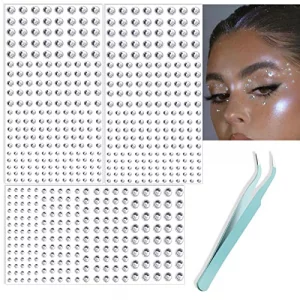NOOEPC 660Pcs Face Gems Hair Gems, Self-Adhesive Face Jewels Eye Jewels Rhinestones 3/4/5/6 mm DIY Face Gems Stick on, Hair Body Rhinestones Gems Cry