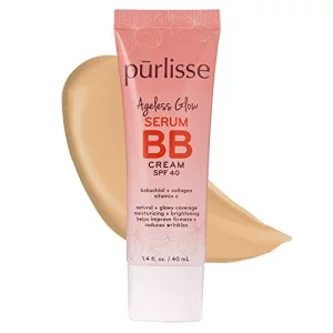 prlisse Ageless Glow Serum BB Cream SPF 40 - Glow BB Cream with SPF Enriched with Bakuchiol Vitamin C to Help Improve Firmness Reduce Wrinkles for De