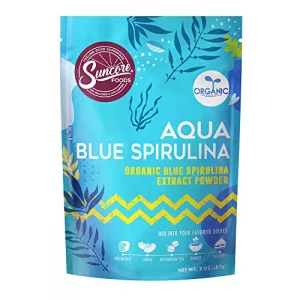 Suncore Foods Aqua Blue Spirulina Powder, 2 oz 1 Bag, Organic, Gluten-Free, Non-GMO, Plant-Based, Perfect for Food Coloring, Baking, Drinks, Smoothie