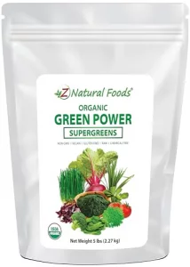Z Natural Foods Organic Greens Superfood Powder - Barley Grass, Wheatgrass, Spirulina, Spinach, Broccoli, Alfalfa Leaf, Beet Root, Tomato, Dulse Mor