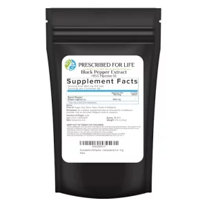 Prescribed For Life Piperine Powder, 95 Black Pepper Extract Powder, Boosts Nutrient Absorption, Gluten Free, Vegan, Non GMO, Natural Antioxidant 0.5