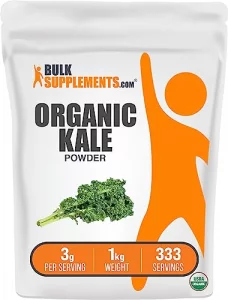 BulkSupplements.com Organic Kale Powder - Superfood Powder, Greens Powder, Kale Powder Organic - Vegan Gluten Free - 3g per Serving, 1kg 2.2 lbs Pac