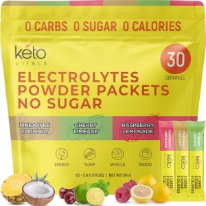 Keto Vitals Tropical Keto Electrolyte Powder No Sugar - Keto Electrolytes Powder Packets with Potassium, Magnesium, Sodium, Calcium - Sugar Free Ele