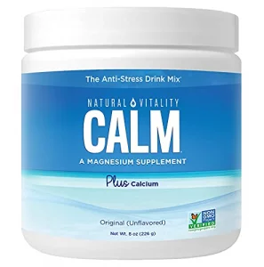 Natural Vitality Calm Magnesium Powder Plus Calcium, Unflavored, 8 Ounces Package May Vary