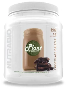 NutraBio Plant Protein Powder Vegan Protein Powder 20G of Protein per Scoop Organic, Lactose Free and Dairy Free- Chocolate Drizzle 18 Servings
