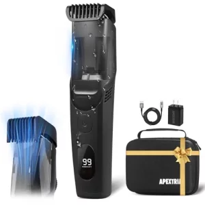 ATVOXIS Vacuum Beard Trimmer for Men Rechargeable IPX6 Waterproof Mustache Trimmer with Adjustable Length Combs 125-45 Mens Electric Stubble Trimmer