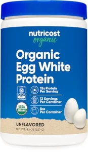 Nutricost Organic Egg White Protein Powder 8oz Unflavored - 15 Grams Protein Per Serving GMO-Free Gluten Free
