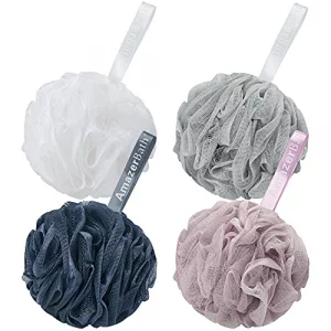 AmazerBath Loofah Sponge 75gPiece Exfoliating Bath Sponge Body Scrubber - Loofa Set of 4 Grey Blue-Pink-Grey-White Large