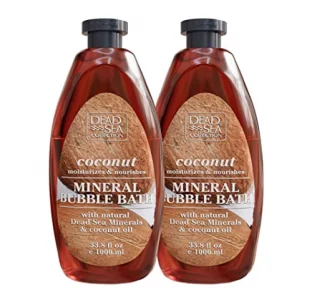 Dead Sea Collection Bubble Bath with Coconut for Women and Men - Coconut Oil and Pure Dead Sea Minerals - Nourishing and Moisturizing Skin - Pack of