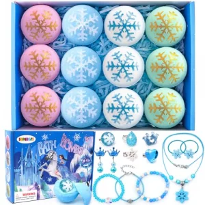 Bath Bombs for Kids with Surprise Inside Princess Toys Natural Bath Bombs Handmade Spa Organic Bubble Bath Bomb Bath Fizzy with Jewelry Set Girls Bir