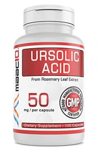 MAAC10 Ursolic Acid 50mg 100 Capsules 3X for 150mg 33-Day Serving Sourced from Rosemary Extract Third-Party Lab Tested AMPK Sirtuin Activator