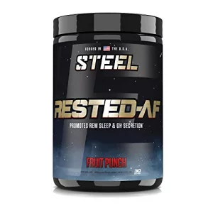Steel Supplements Rested-AF I Deep Sleep Aid and Muscle Recovery Powder with GABA Valerian Root Extract Stress Relief and Cognitive Support 30 Ser