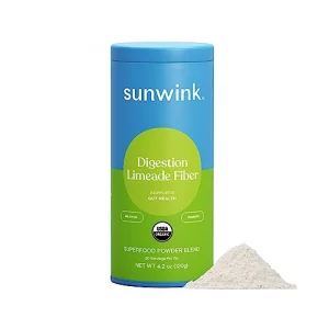 Sunwink Digestion Limeade Fiber Superfood Powder Daily Fiber Powder for Digestion Prebiotic Fiber Powder with Chicory Root, Burdock, Tangerine Peel