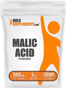 BulkSupplements.com Malic Acid Powder - DL-Malic Acid, Malic Acid Supplement - Malic Acid Food Grade, Pure Gluten Free, 500mg per Serving, 1kg 2.2 l