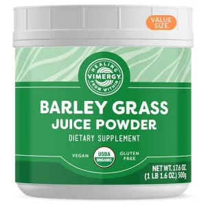 Vimergy Barley Grass Juice Powder Clean Superfood Formula Promotes Cardiovascular Health Organic, Vegan Gluten-Free Value Size 500g
