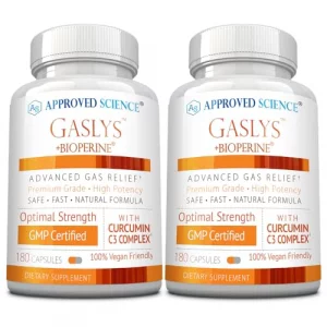 Approved Science Gaslys - Soothe Digestive Tract, Alleviates Gas and Stomach Cramps - Artichoke Powder, Ginger, Fennel Seed - 180 Count - Pack of 2