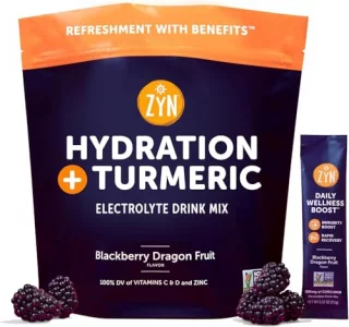 ZYN Electrolyte Drink Mix Hydration Packets 16 Servings, BlackBerry Dragon Fruit Electrolytes Powder, Hydration Packets wTurmeric Curcumin, Vitamin C