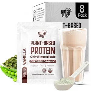 NUTRAPULSE Organic Vegan Protein Powder Sample Pack - Plant-Based Protein, Gluten-Free, Non GMO, 20g Protein Per Serving, Great for Smoothies Shakes