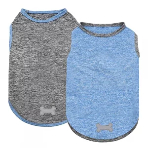Kyeese 2 Pack Dog Shirts Quick Dry Soft Stretchy Pet T-Shirts With Reflective Label Tank Top Sleeveless Vest Sun Protection Dog Clothes For Small Dog