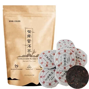 Ripe Pu Erh Tea Puerh Tea Cake Chinese Puer Tea Yunnan Pu-Erh Dark Tea No Fishy Puerh Tea Individually Wrapped 10 Mini Cakes 2.5 Oz