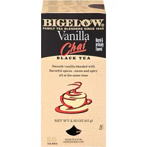 Bigelow Vanilla Chai Tea Bags 28-Count Box Pack Of 1 Black Tea Bags With Spices And Vanilla Flavor Rich In Antioxidants