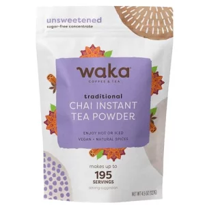 Waka Traditional Masala Instant Chai Tea - 100 Tea Leaves From India Natural Spices Unsweetened Tea Powder - No Sugar No Additives Up To 195 Cups 4.5